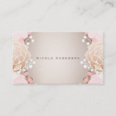 ピンクモダン&金ゴールドフローラ植物花素朴 名刺 (正面)