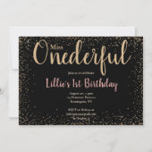 ピンクモダン&金ゴールドリトル恋しく思オネダーフル1st 招待状 (正面)