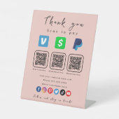 ピンクモダンQRコー数々のドPaypal Venmoキャッシュアプリ 台座サイン (正面)