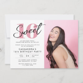 ピンクモダンSweet sixteen誕生日（写真あり） 招待状