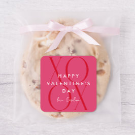 ピンクモダンXOXOバレンタインデー スクエアシール
