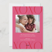 ピンクモダンXOXOフォトバレンタインデー シーズンカード (裏面)