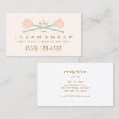 ピンクモップを横断したハウスクリーナー清掃サービス 名刺 (正面/裏面)
