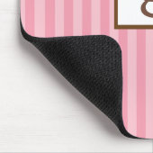 ピンクモノグラムとストライプ マウスパッド (コーナー)