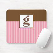 ピンクモノグラムとストライプ マウスパッド (マウス)