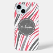ピンクモノグラムのとグレーのゼブラ印刷 Case-Mate iPhoneケース (裏面)
