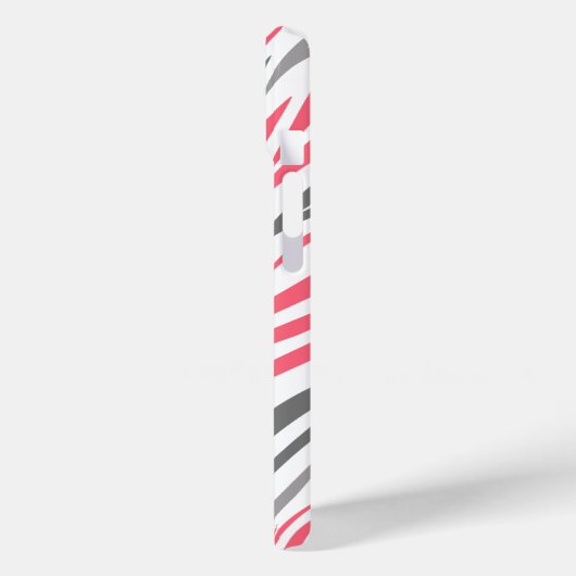 ピンクモノグラムのとグレーのゼブラ印刷 Case-Mate iPhoneケース (裏面 / 左)