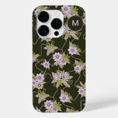 ピンクモノグラムのとブラックのフローラつる植物 Case-Mate iPhoneケース (裏面)
