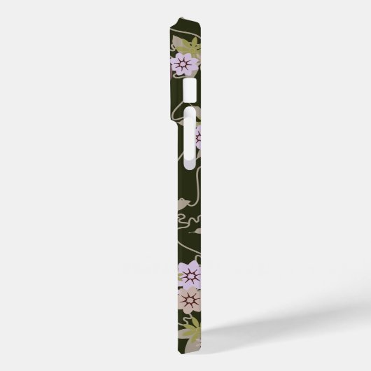 ピンクモノグラムのとブラックのフローラつる植物 Case-Mate iPhoneケース (裏面 / 左)