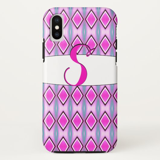 ピンクモノグラムのとブラックのS電話ケース Case-Mate iPhoneケース (裏面)