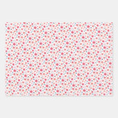 ピンクモノグラムのとブルーのフローラ ラッピングペーパーシート (正面)