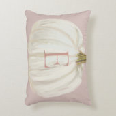 ピンクモノグラムのとホワイト秋カボチャ アクセントクッション (正面(垂直))