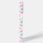 ピンクモノグラムのとミントダイヤモンドのイカットパターン Case-Mate iPhoneケース (裏面 / 右)