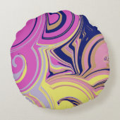 ピンクモノグラムのと紫の抽象芸術 ラウンドクッション (裏面)