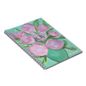 ピンクモノグラムののノートのかわいい花びら ノートブック (右側)