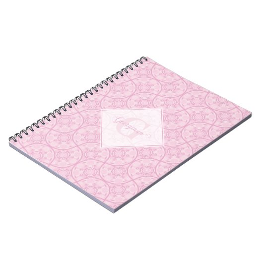 ピンクモノグラムののマ名門私立校風のンダラのアールデコファン ノートブック (左側)