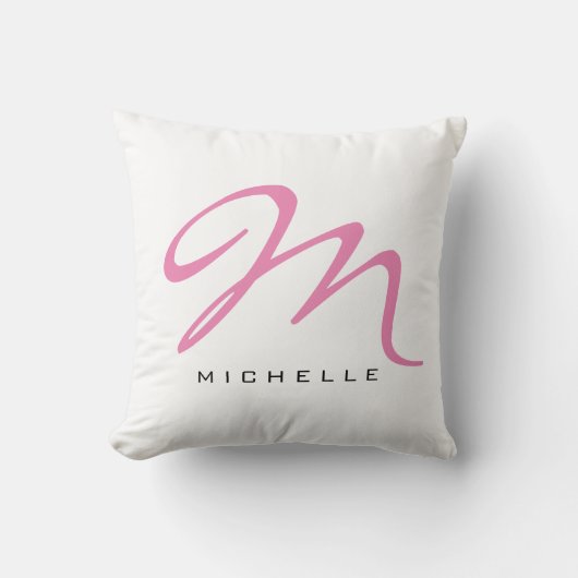 ピンクモノグラムのの書名 クッション (正面)