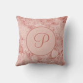 ピンクモノグラムのの珊瑚と白の大理石 クッション (裏面)