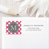 ピンクモノグラムのの白水玉模様パターン ラベル (インサイチュ)