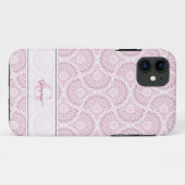 ピンクモノグラムのアールデコ紙吹雪レースマンダラ Case-Mate iPhoneケース (裏面(横))