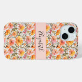ピンクモノグラムのイエローオレンジのワイルドフラワーギフト Case-Mate iPhoneケース (裏面 (横))