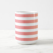 ピンクモノグラムのガーリーピーチのグラデーショストライプン コーヒーマグカップ (中央)