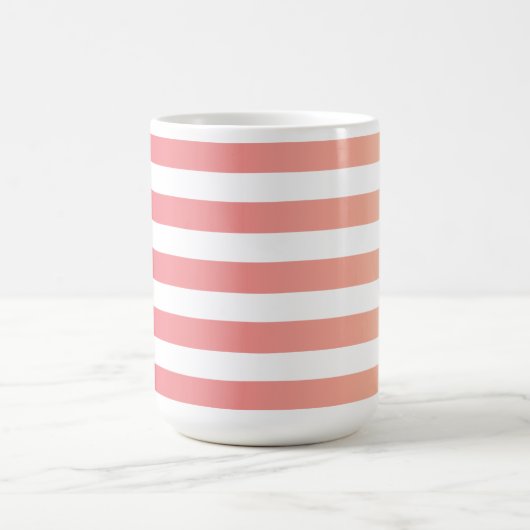 ピンクモノグラムのガーリーピーチのグラデーショストライプン コーヒーマグカップ (中央)