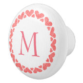 ピンクモノグラムのグリッターハート セラミックノブ (右)