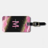 ピンクモノグラムのグード瑪瑙 ラゲッジタグ (正面横)