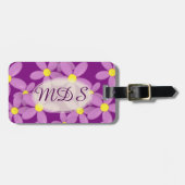 ピンクモノグラムのデイジーフローララゲージタグ ラゲッジタグ (正面横)