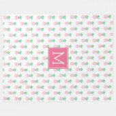 ピンクモノグラムのパイナップル模様 フリースブランケット (正面(横))