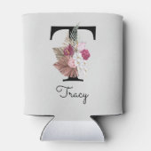 ピンクモノグラムのフローライニシャルT 缶クーラー (裏面)