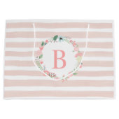 ピンクモノグラムのフローラリース ラージペーパーバッグ (正面)