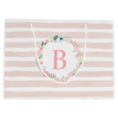 ピンクモノグラムのフローラリース ラージペーパーバッグ (裏面)