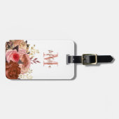 ピンクモノグラムのフローラ ラゲッジタグ (正面横)