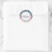 ピンクモノグラムのブルーモロッコ格子パターン ラウンドシール (バッグ)