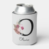 ピンクモノグラムのボホフローライニシャルO 缶クーラー (缶正面)