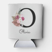 ピンクモノグラムのボホフローライニシャルO 缶クーラー (正面)