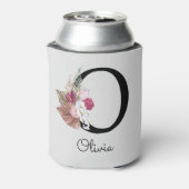 ピンクモノグラムのボホフローライニシャルO 缶クーラー (缶裏面)