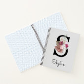 ピンクモノグラムのボホフローライニシャルS ノートブック (内部)