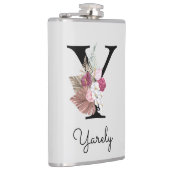 ピンクモノグラムのボホフローライニシャルY フラスク (右)