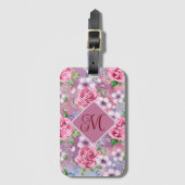 ピンクモノグラムのローズラゲッジタグ ラゲッジタグ (正面縦)