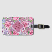 ピンクモノグラムのローズラゲッジタグ ラゲッジタグ (正面横)