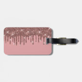 ピンクモノグラムのローズ金ゴールドラゲージタグ  ラゲッジタグ (裏面横)