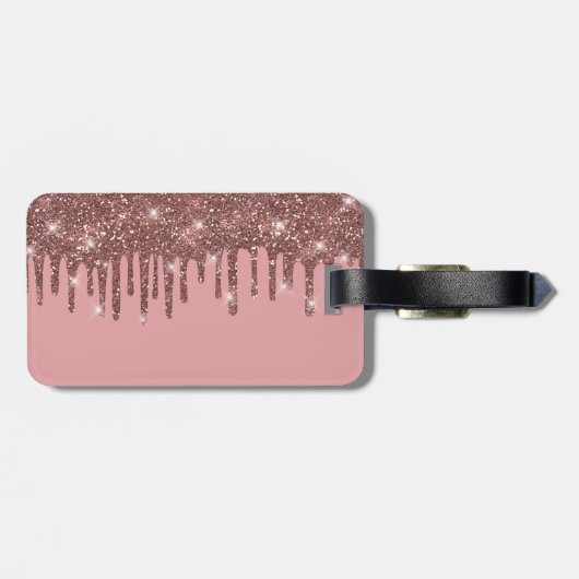 ピンクモノグラムのローズ金ゴールドラゲージタグ ラゲッジタグ (裏面横)
