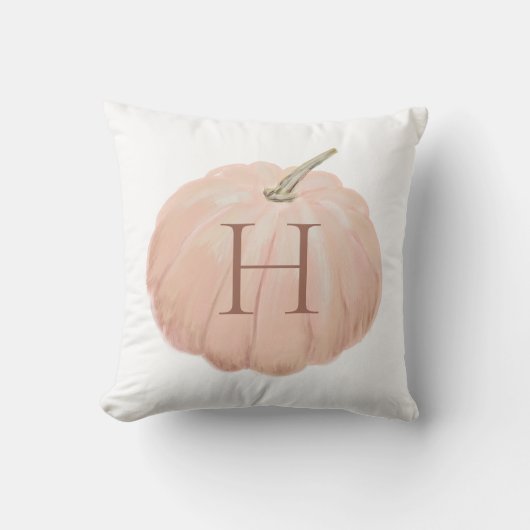 ピンクモノグラムの秋カボチャ装飾用クッション クッション (正面)