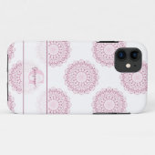 ピンクモノグラムの紙吹雪レース水玉模様マンダラ Case-Mate iPhoneケース (裏面(横))