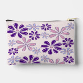 ピンクモノグラムの紫色の花ドードルパターン アクセサリーポーチ (裏面)