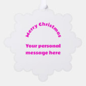 ピンクモノグラムの色のクリスマス |スノーフレーク オーナメントカード (裏面)