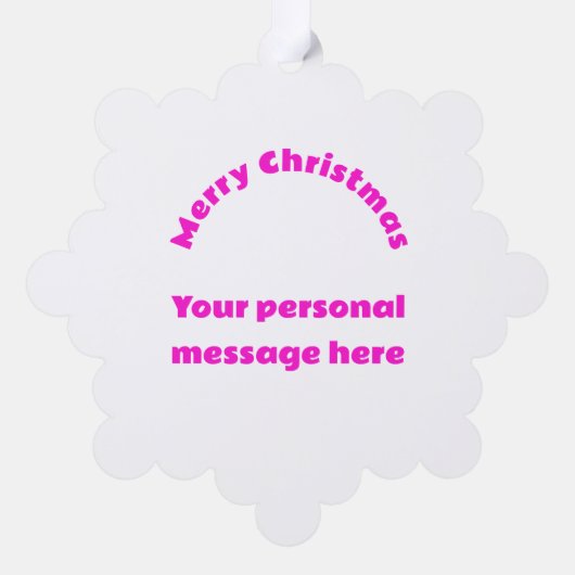 ピンクモノグラムの色のクリスマス |スノーフレーク オーナメントカード (裏面)